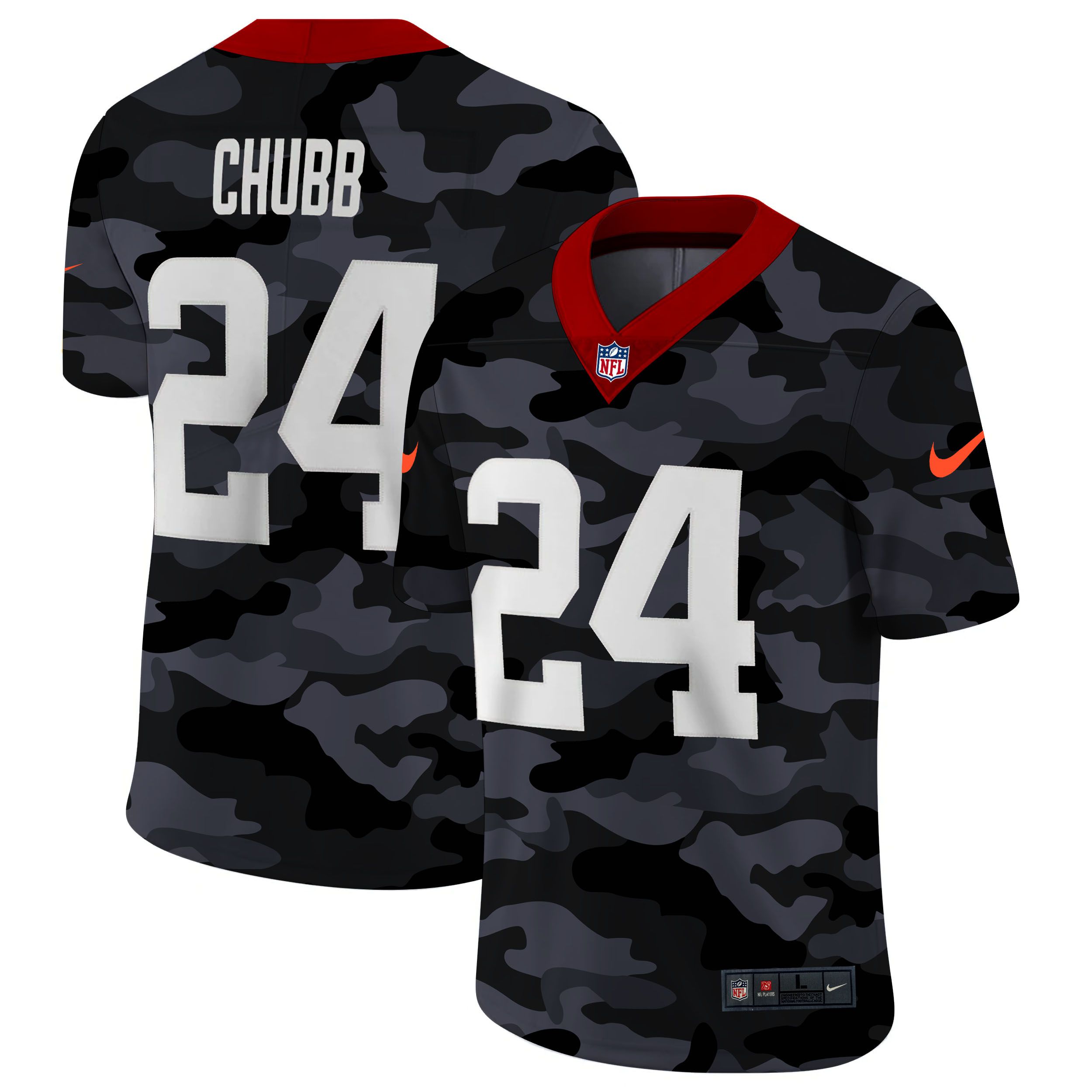 Men Cleveland Browns #24 Chubb 2020 Nike Camo Salute to Service Limited NFL Jerseys->cleveland browns->NFL Jersey